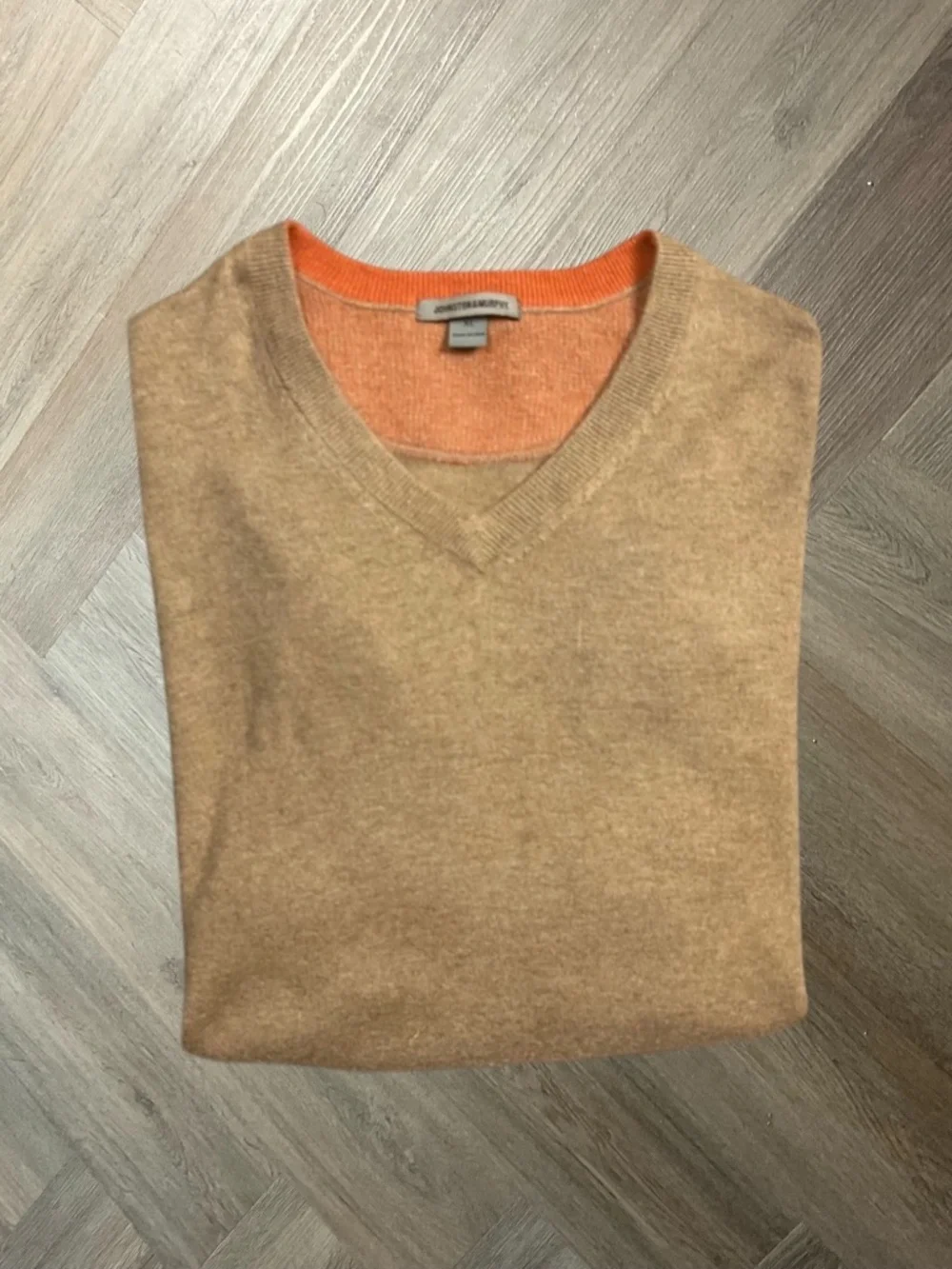 Vintage Johnston & Murphy Silk Angora Blend V-Neck Sweater‎ Mens XL Tan Classic